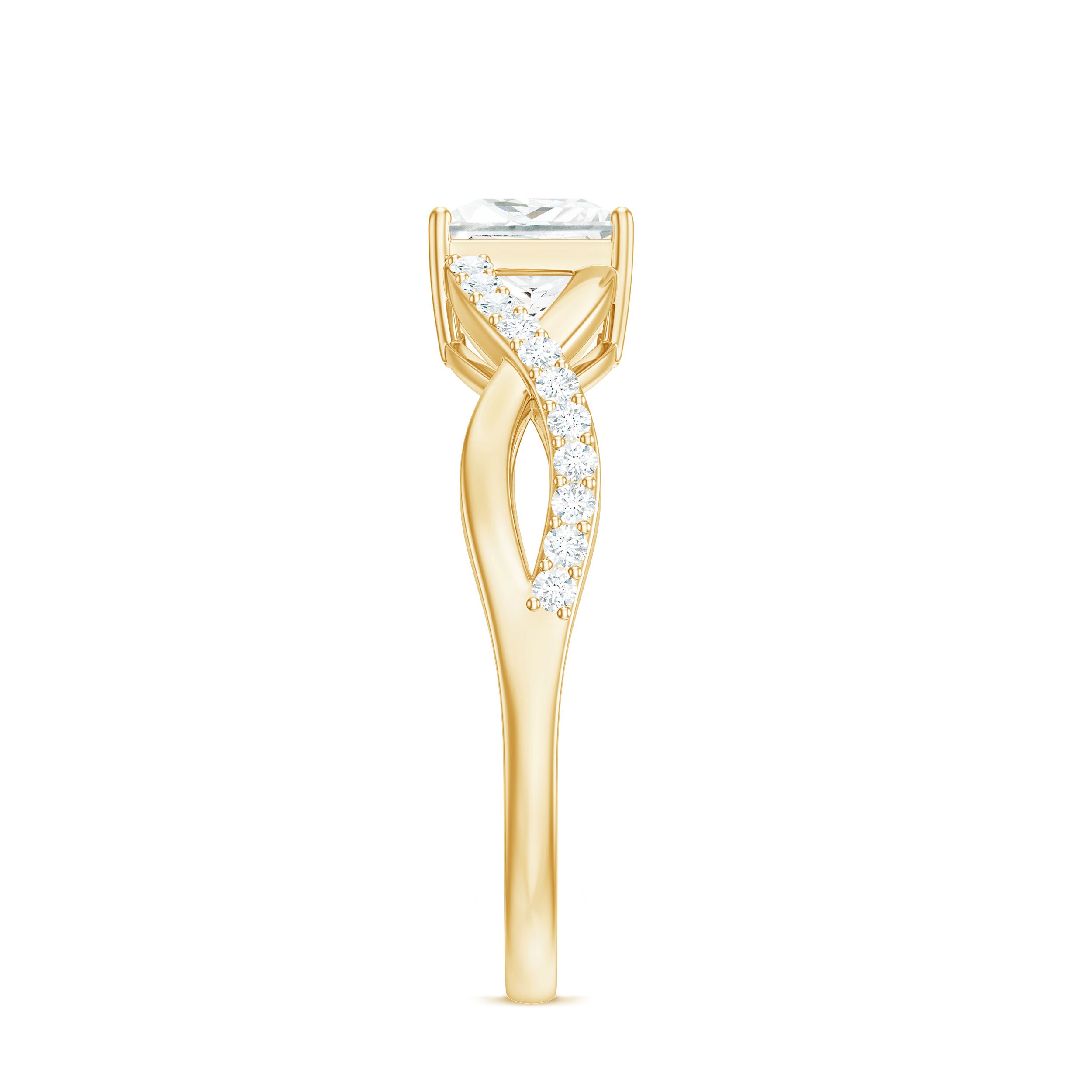 Rosec Jewels-Princess Cut Moissanite Crossover Engagement Ring for Women