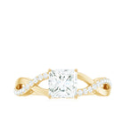Rosec Jewels-Princess Cut Moissanite Crossover Engagement Ring for Women