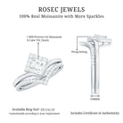 Certified Princess Cut Moissanite Wedding Ring Set for Women D-VS1 - Rosec Jewels