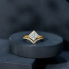 Certified Princess Cut Moissanite Wedding Ring Set for Women D-VS1 - Rosec Jewels