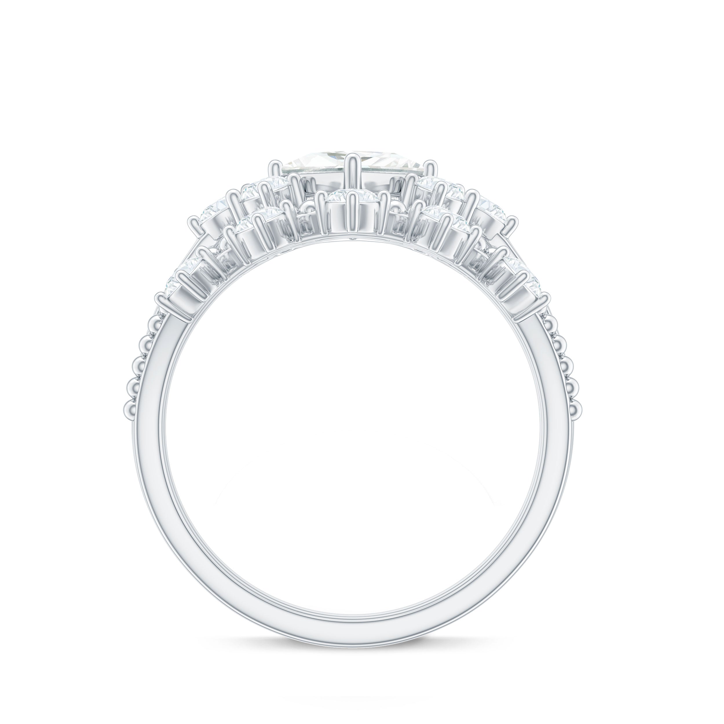Princess and Round Cut Moissanite Wedding Ring Set D-VS1 - Rosec Jewels