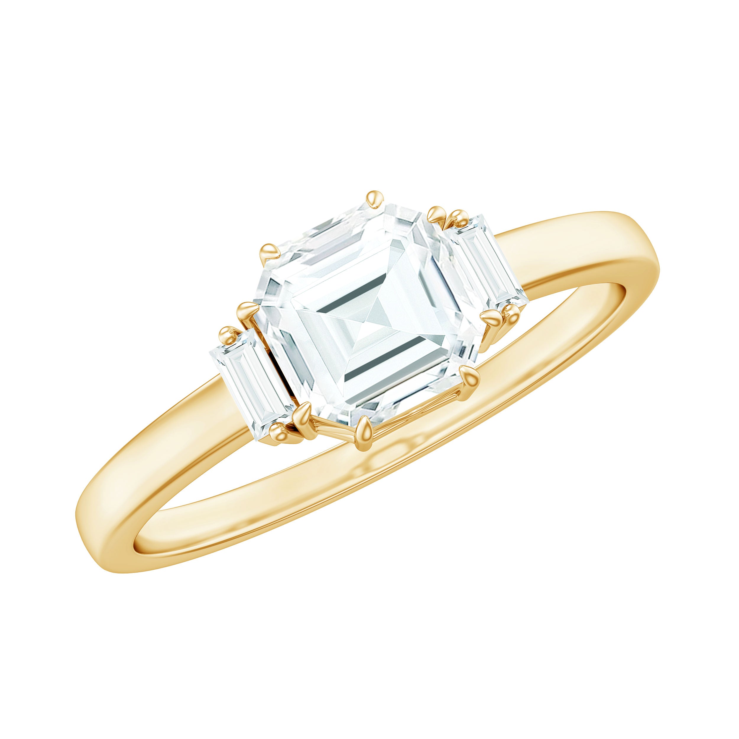 1.50 CT Asscher Cut Solitaire Zircon Engagement Ring AAAA - Rosec Jewels