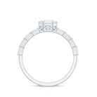 Asscher Cut Moissanite Engagement Ring with Baguette Side Stones D-VS1 - Rosec Jewels