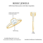 Asscher Cut Moissanite Solitaire Engagement Ring in Bezel Setting D-VS1 - Rosec Jewels