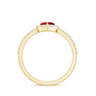 Rosec Jewels-Lab Created Ruby Heart Promise Ring with Diamond Halo