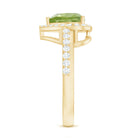 Natural 2 Carat Peridot Heart Engagement Ring with Diamond Halo AAA - Rosec Jewels