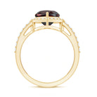 Natural Garnet Heart Shaped Engagement Ring with Diamond Halo AAA - Rosec Jewels