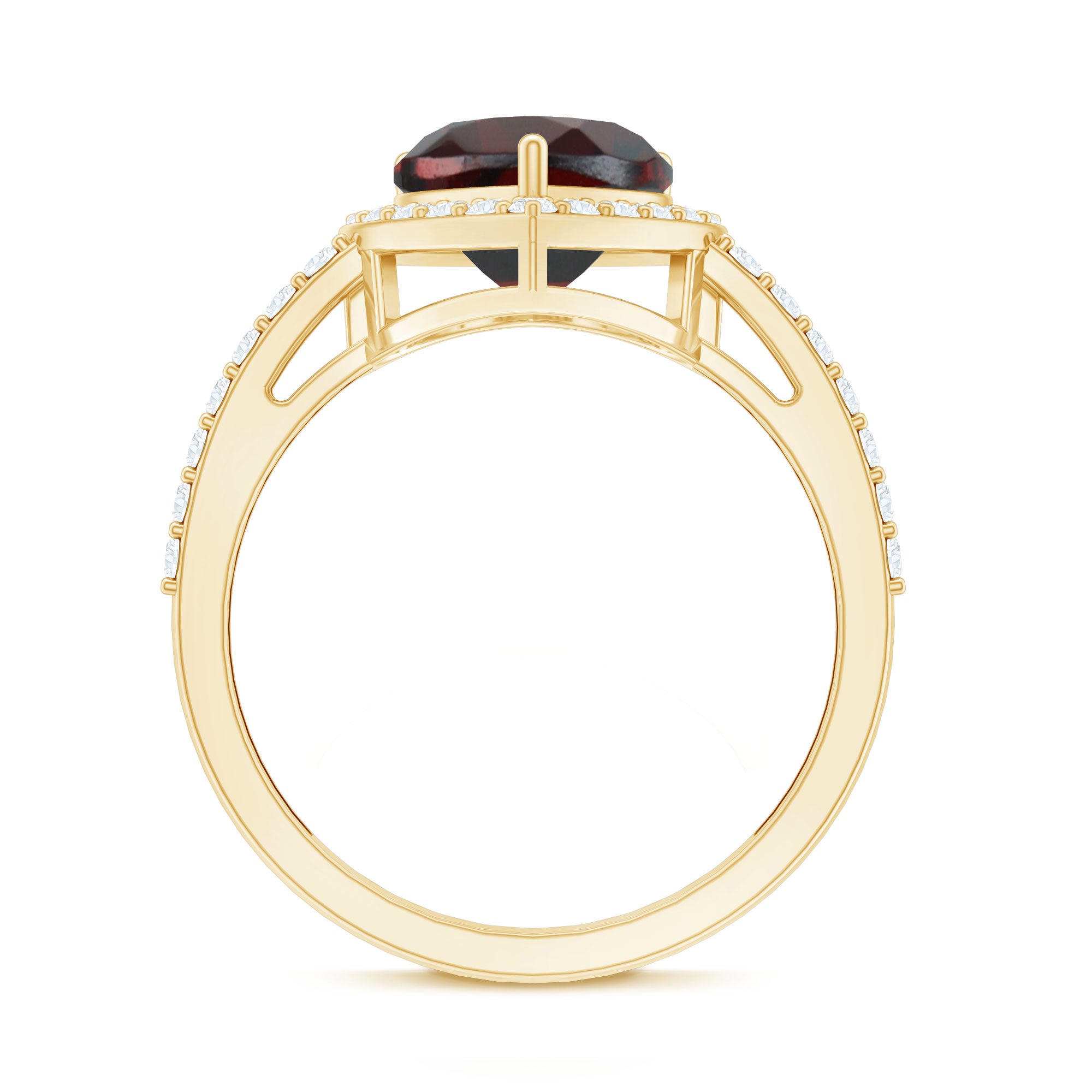 Natural Garnet Heart Shaped Engagement Ring with Diamond Halo AAA - Rosec Jewels