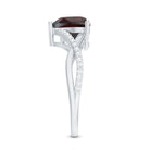 Natural Garnet Heart Shaped Engagement Ring with Diamond Crossover Shank AAA - Rosec Jewels