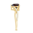 Natural Garnet Heart Shaped Engagement Ring with Diamond Crossover Shank AAA - Rosec Jewels