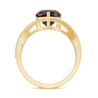 Natural Garnet Heart Shaped Engagement Ring with Diamond Crossover Shank AAA - Rosec Jewels