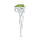 Natural 2 Carat Peridot Heart Engagement Ring with Diamond Crossover Shank AAA - Rosec Jewels