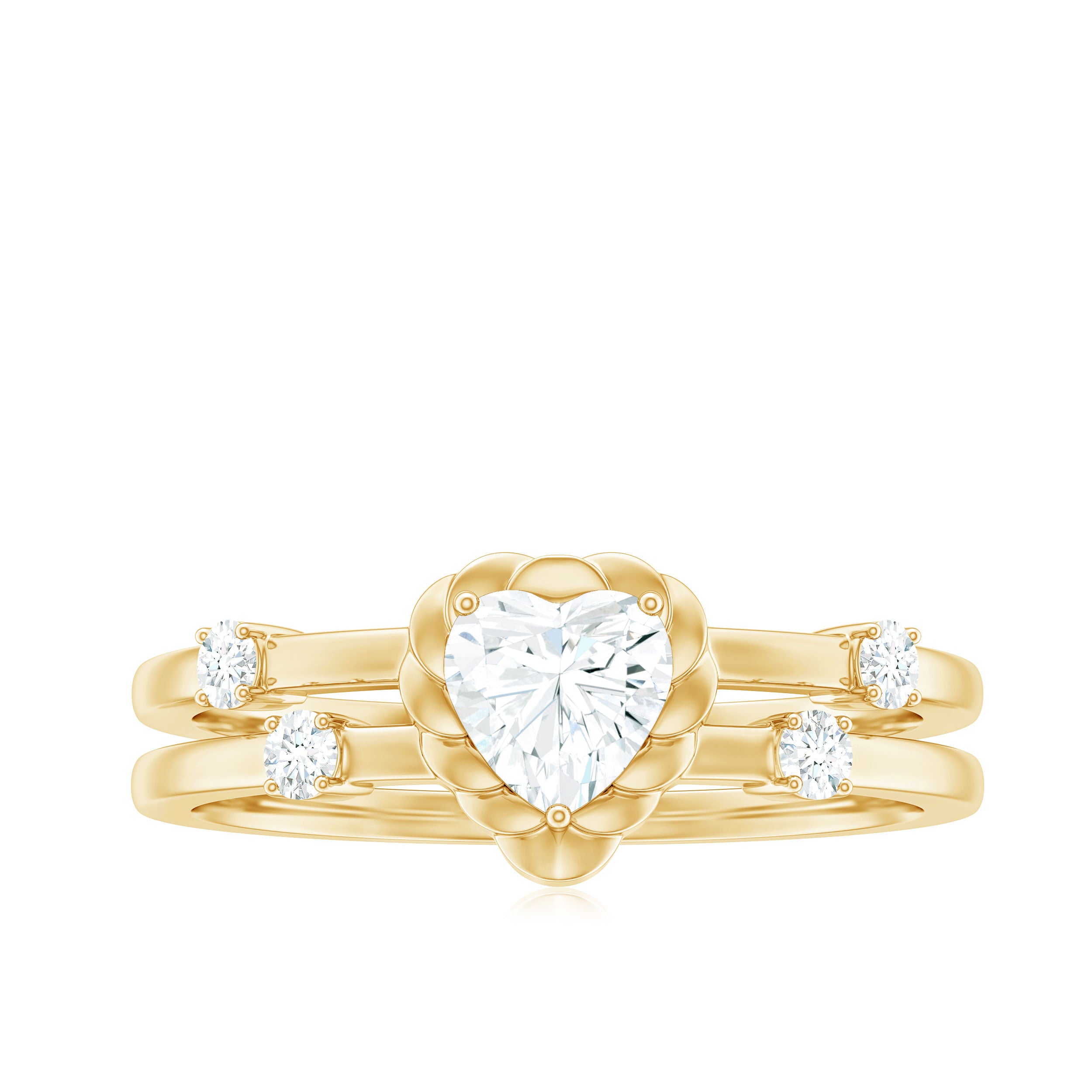 Zircon Solitaire Double Band Ring AAAA - Rosec Jewels