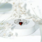 Natural Heart Shaped Garnet Diamond Double Band Engagement Ring AAA - Rosec Jewels