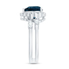 3/4 CT Heart Shape London Blue Topaz Double Band Ring with Diamond AAA - Rosec Jewels