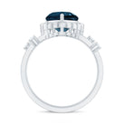 3/4 CT Heart Shape London Blue Topaz Double Band Ring with Diamond AAA - Rosec Jewels