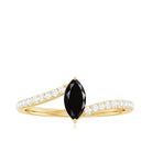 Real Marquise Black Spinel Promise Ring with Diamond Bypass Shank AAA - Rosec Jewels