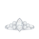 Marquise Moissanite Engagement Ring with Trios D-VS1 - Rosec Jewels