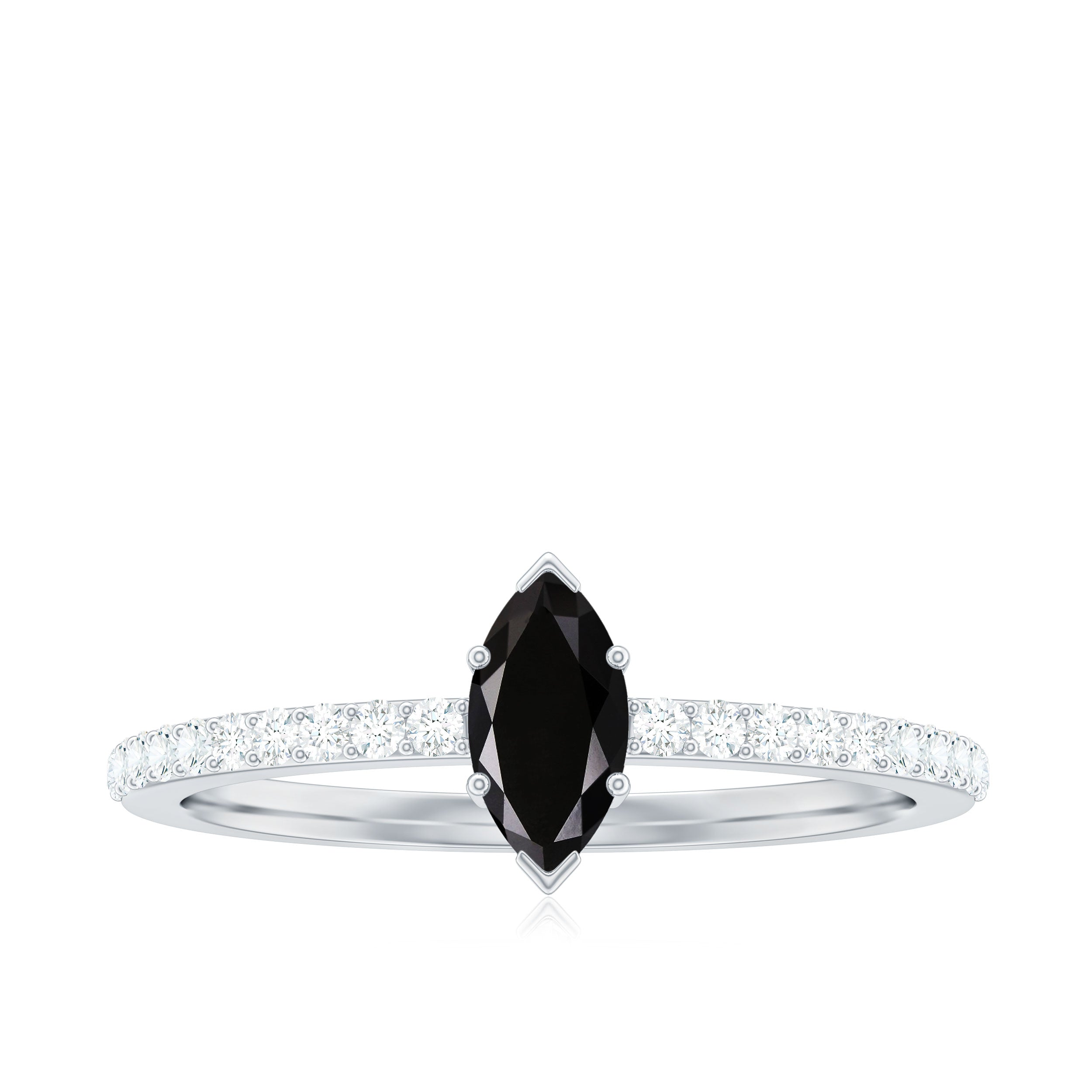 Marquise Black Spinel Diamond Promise Ring for Proposal AAA - Rosec Jewels