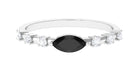 1/2 CT Marquise Cut Black Spinel East West Ring with Diamond AAA - Rosec Jewels