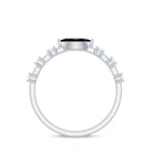 4x8mm Marquise Cut Black Onyx Minimal East West Ring with Diamond AAA - Rosec Jewels