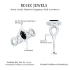 Natural Marquise Black Spinel Engagement Ring with Diamond Crossover Shank AAA - Rosec Jewels
