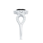 Natural Marquise Black Spinel Engagement Ring with Diamond Crossover Shank AAA - Rosec Jewels