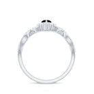 Natural Marquise Black Spinel Engagement Ring with Diamond Crossover Shank AAA - Rosec Jewels