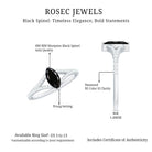 Minimal Black Spinel Marquise Engagement Ring with Diamond Split Shank AAA - Rosec Jewels