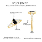 Minimal Black Spinel Marquise Engagement Ring with Diamond Split Shank AAA - Rosec Jewels