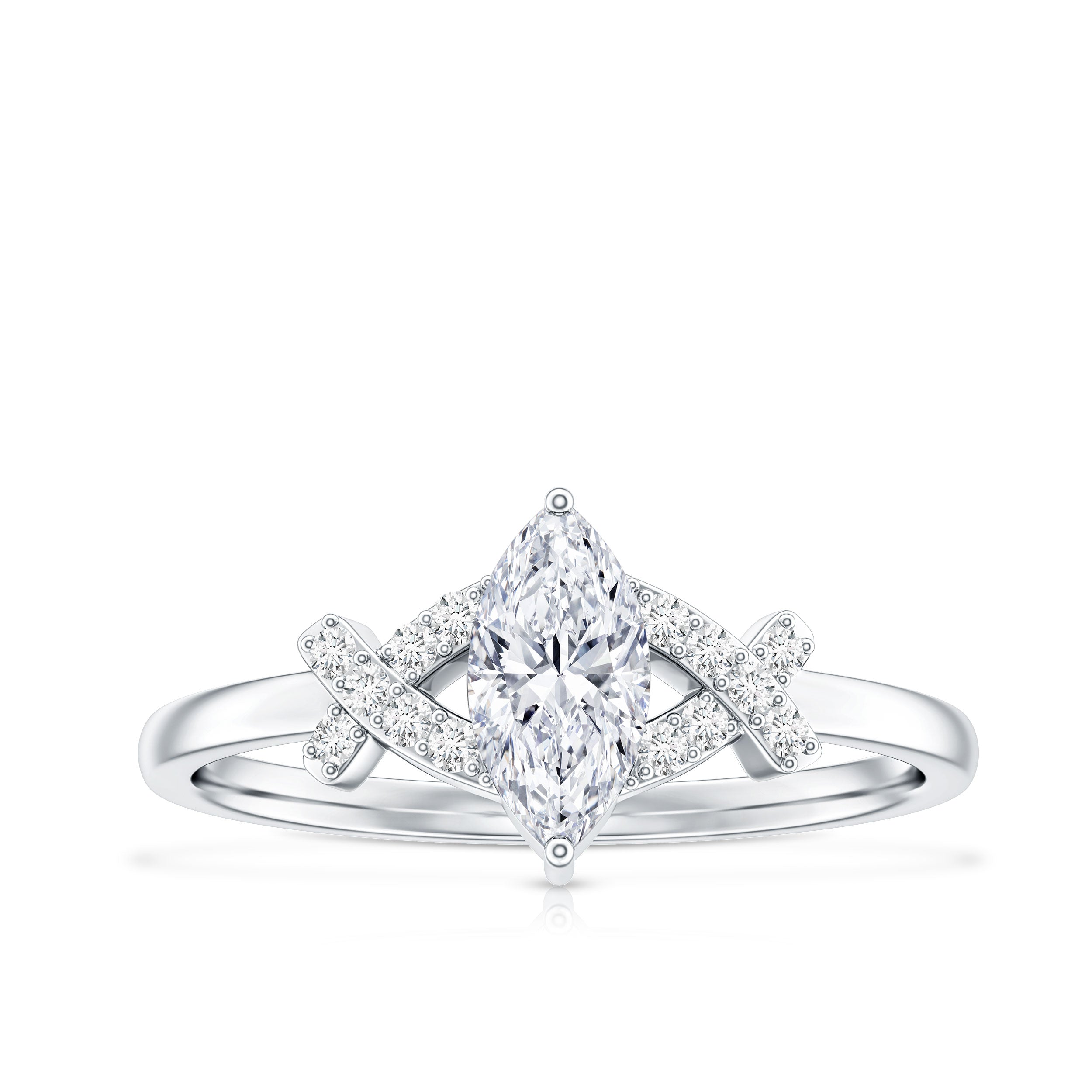 Certified Moissanite Marquise Engagement Ring for Women D-VS1 - Rosec Jewels
