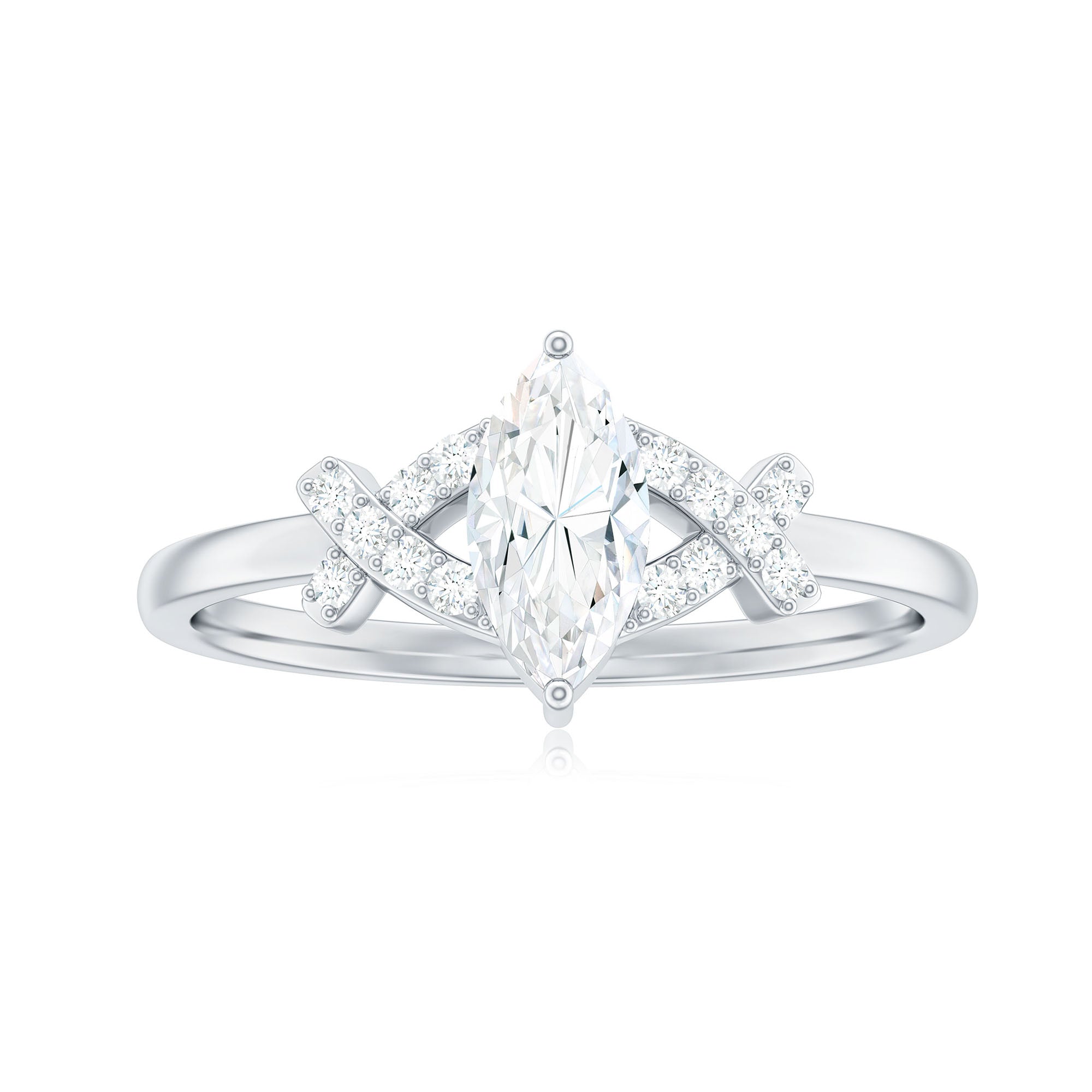 Certified Moissanite Marquise Engagement Ring for Women D-VS1 - Rosec Jewels