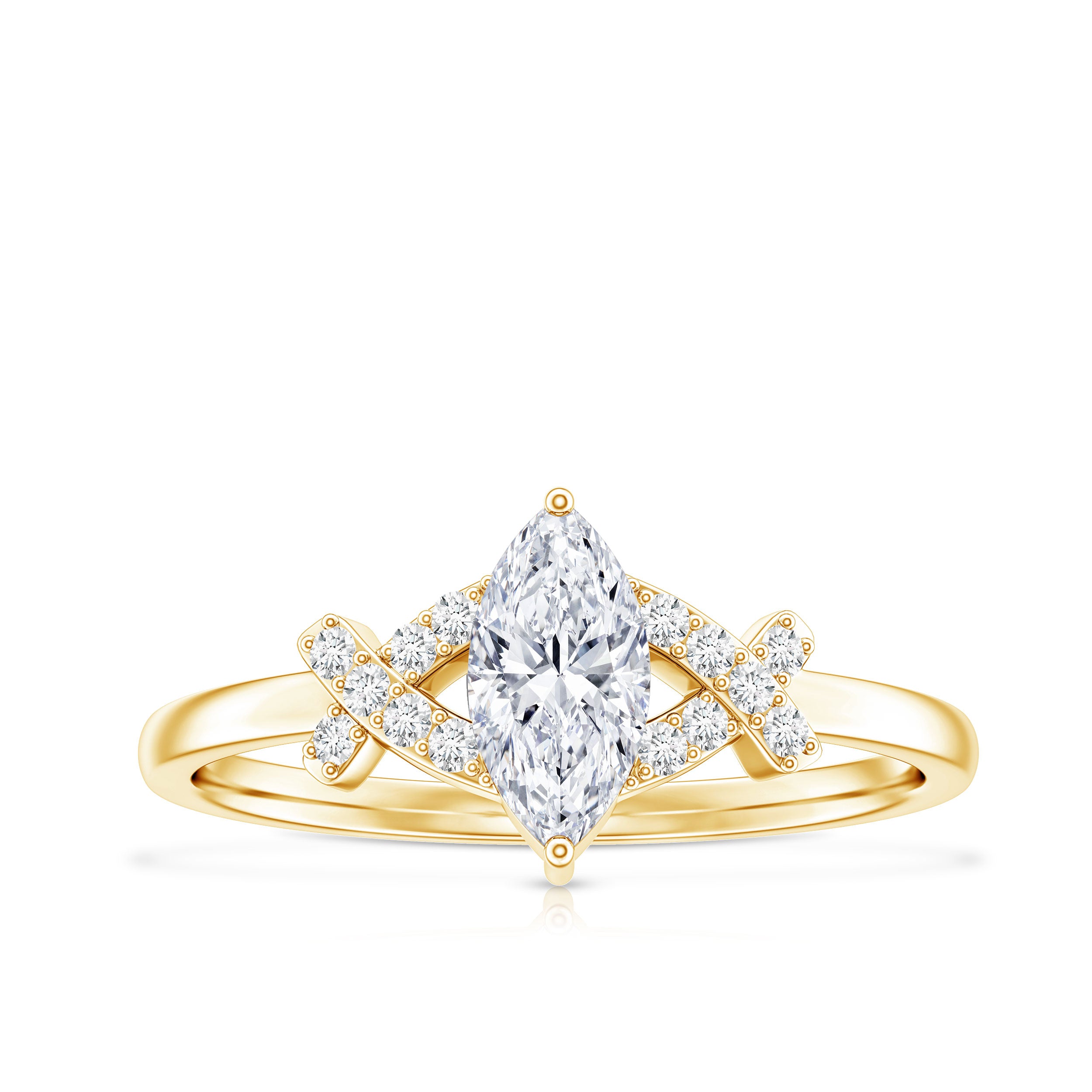 Certified Moissanite Marquise Engagement Ring for Women D-VS1 - Rosec Jewels