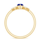 Certified 0.75 Carat Lab Grown Blue Sapphire Marquise Engagement Ring with Diamond AAAA - Rosec Jewels