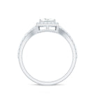 Princess Cut Moissanite Halo Engagement Ring with Split Band D-VS1 - Rosec Jewels