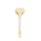 Princess Cut Moissanite Halo Engagement Ring with Split Band D-VS1 - Rosec Jewels