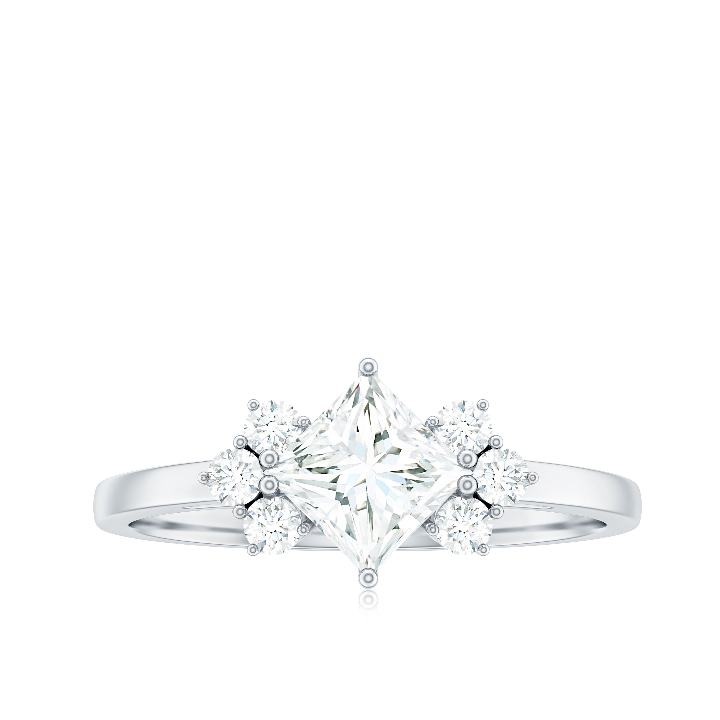 1 CT Princess Cut Cubic Zirconia Engagement Ring in Prong Setting AAAA - Rosec Jewels
