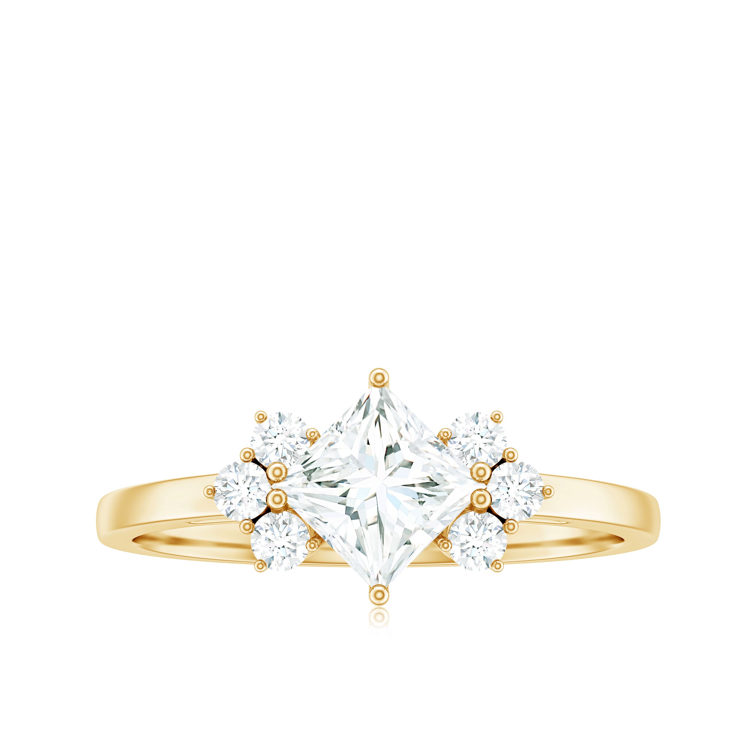 1 CT Princess Cut Cubic Zirconia Engagement Ring in Prong Setting AAAA - Rosec Jewels