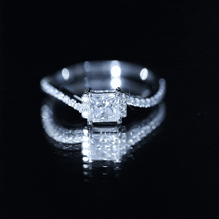 Princess Cut Moissanite Bypass Engagement Ring for Women D-VS1 - Rosec Jewels