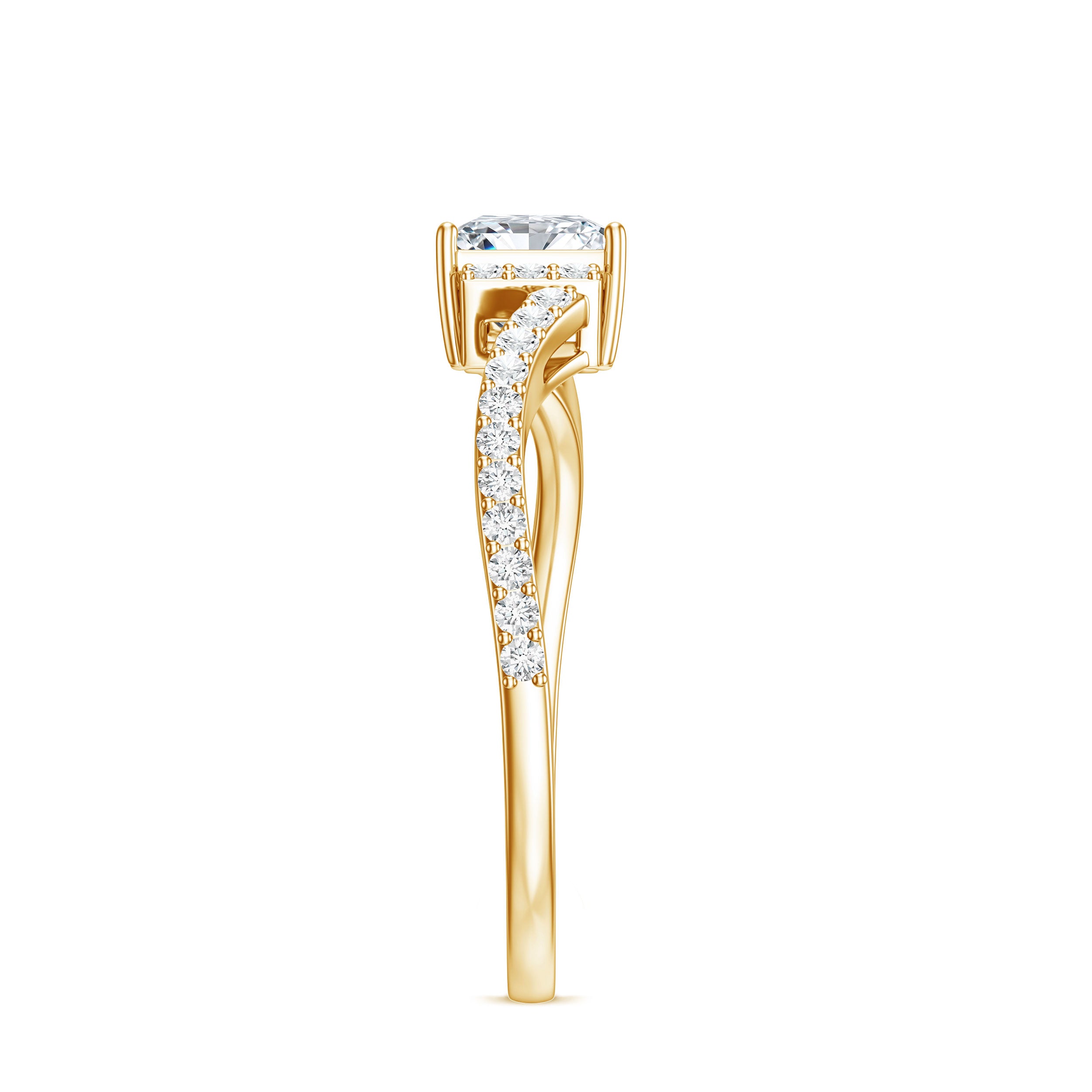 Rosec Jewels-Princess Cut Moissanite Bypass Engagement Ring for Women