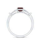 Real 6X8mm Garnet Designer Engagement Ring with Diamond AAA - Rosec Jewels