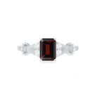 Real 6X8mm Garnet Designer Engagement Ring with Diamond AAA - Rosec Jewels