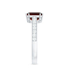 Natural Garnet 8 mm Asscher Cut Engagement Ring with Diamond AAA - Rosec Jewels