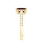 Natural Garnet 8 mm Asscher Cut Engagement Ring with Diamond AAA - Rosec Jewels