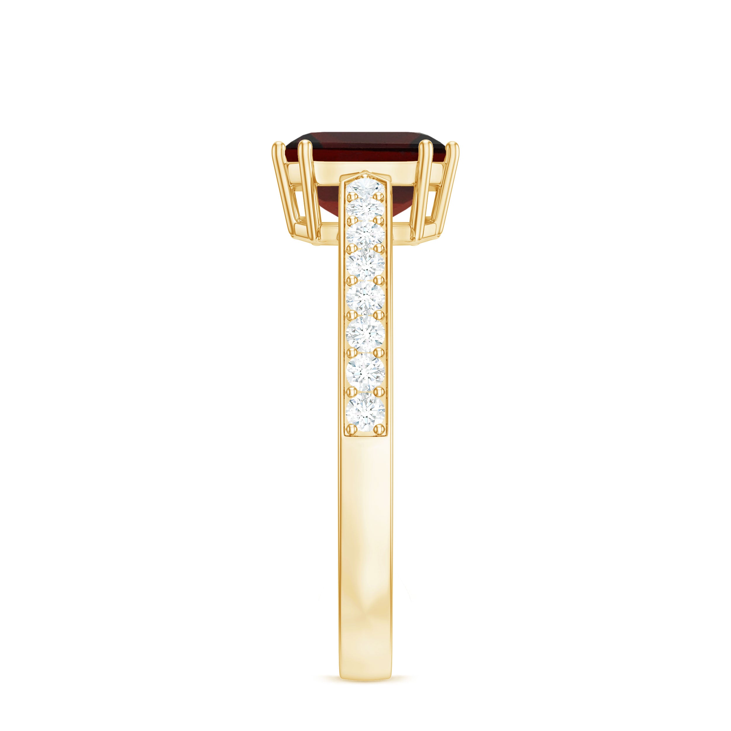 Natural Garnet 8 mm Asscher Cut Engagement Ring with Diamond AAA - Rosec Jewels