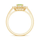 Natural 1.8 Carat Peridot Emerald Cut Engagement Ring with Diamond Halo AAA - Rosec Jewels