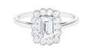 2.25 CT Octagon Cut Zircon Statement Engagement Ring with Halo AAAA - Rosec Jewels