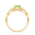 Natural 1 Carat Oval Peridot Flower Engagement Ring with Diamond AAA - Rosec Jewels