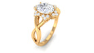 Oval Zircon Solitaire Infinity Ring with Floral Halo AAAA - Rosec Jewels