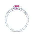 Natural Pink Tourmaline Solitaire Bypass Ring with Diamond AAA - Rosec Jewels